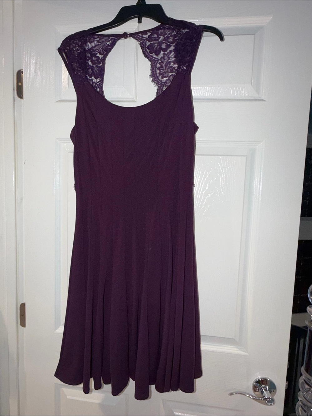 Haani Sleeveless A-Line Midi Dress with Lace Back in Plum